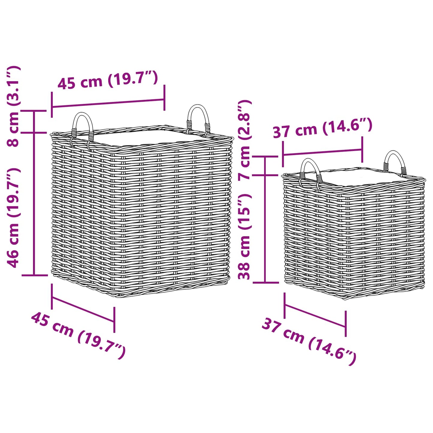 Pflanzer Korb mit Speicher 2 pcs Braun Lacak Rattan