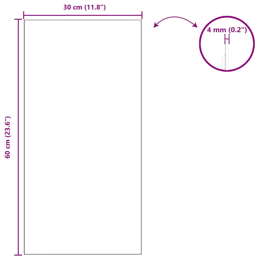 Wandspiegel Rechtwinklig 30 x 60 cm Gehärtetes Glas