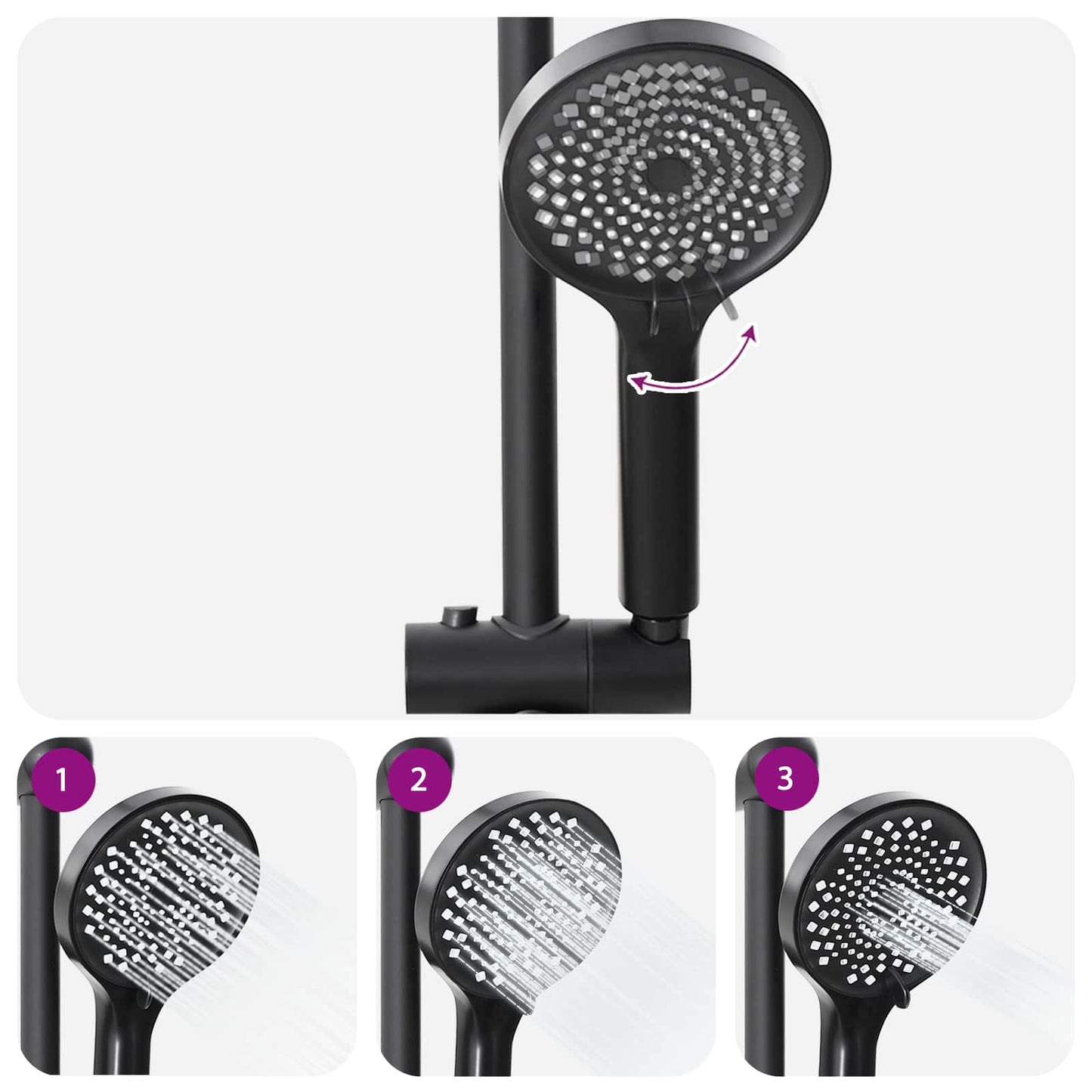 Duschkopfset Schwarz 47 x 20 x 95 cm Edelstahl