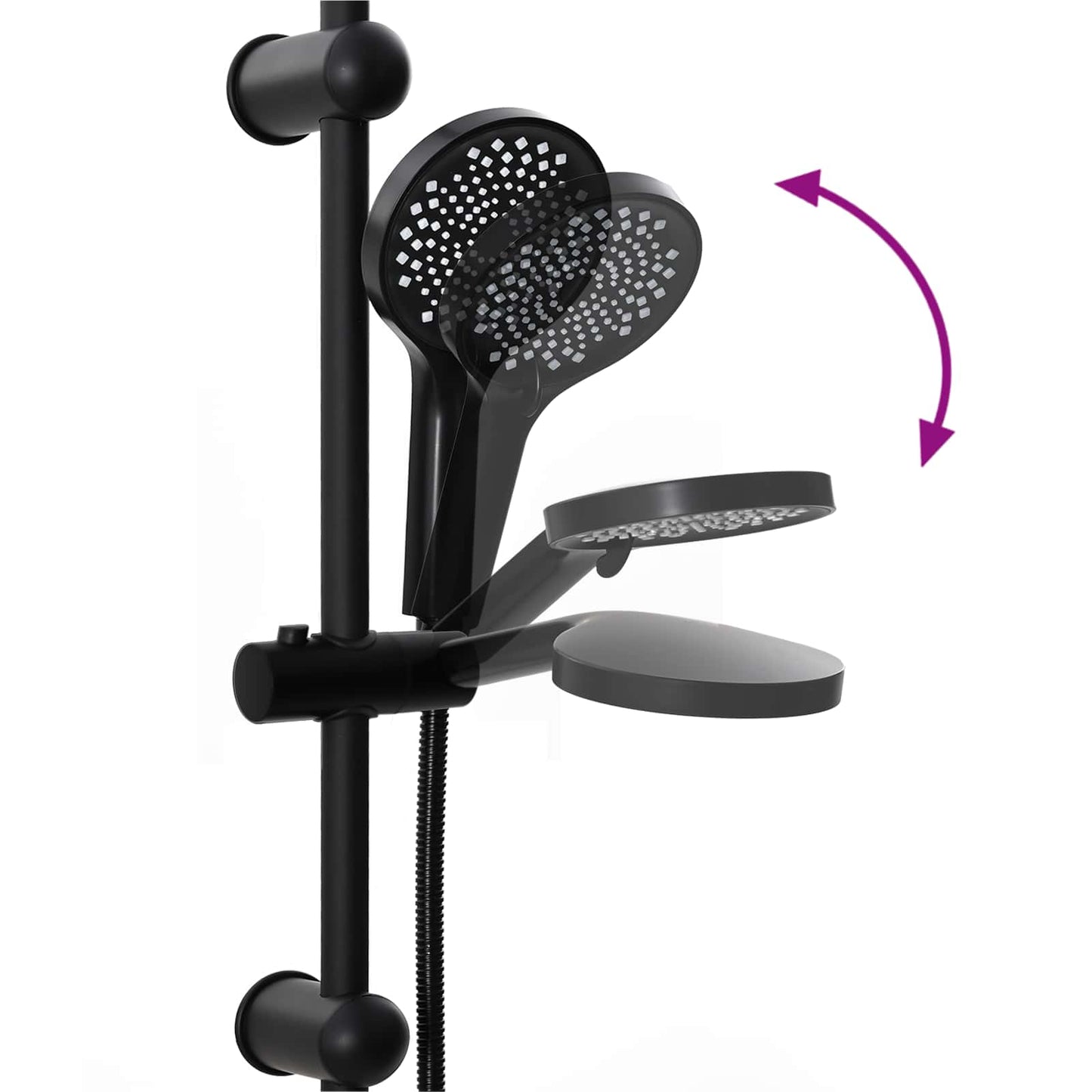 Duschkopfset Schwarz 47 x 20 x 95 cm Edelstahl