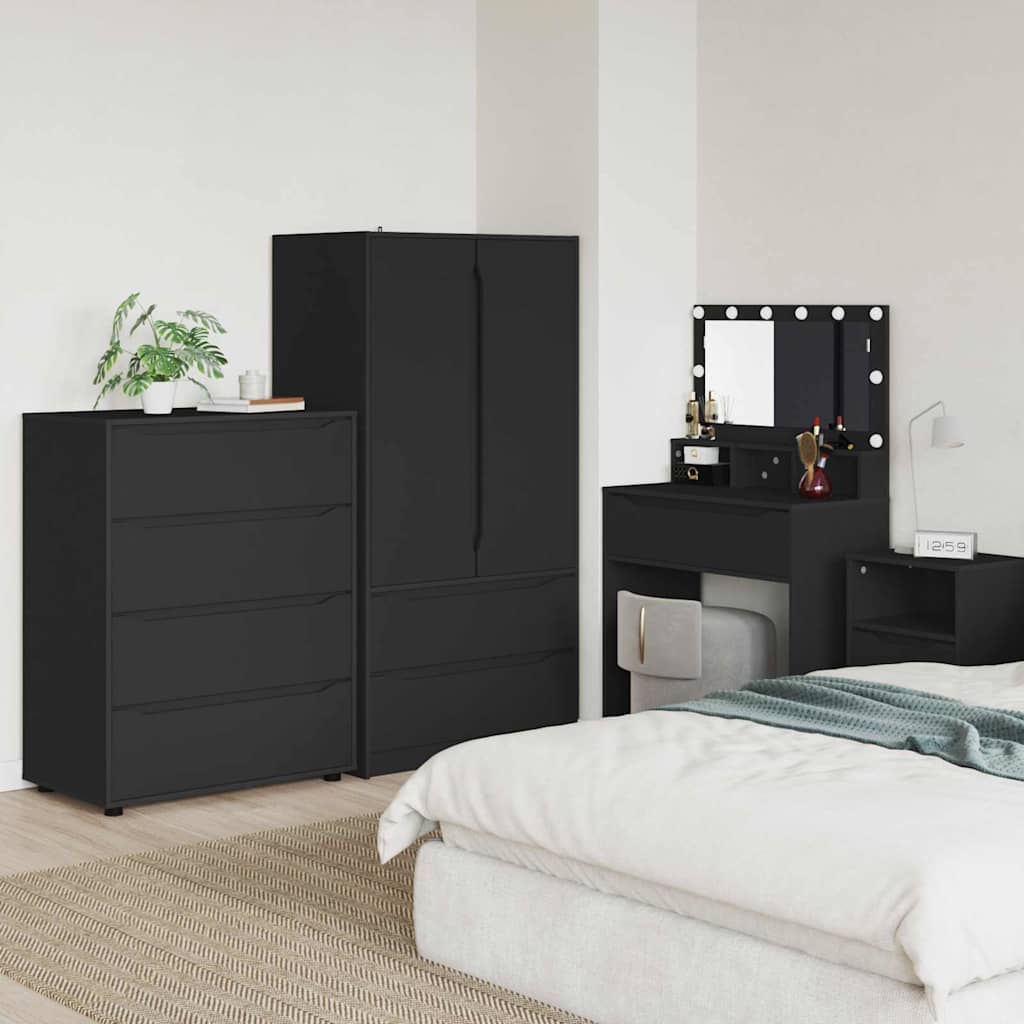 vidaXL Stauraumschränke 2 pcs Schwarz 80 x 48 x 105 cm Holzwerkstoff