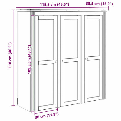 vidaXL Schrank mit Glastüren BODO Honigbraun 115,5 x 38,5 x 117,7 cm
