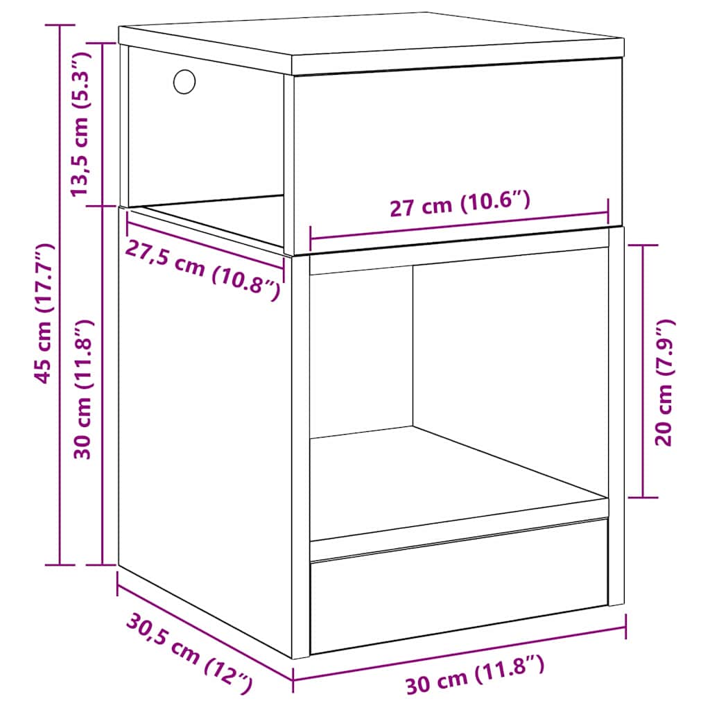 vidaXL Beistelltisch Sonoma-Eiche 30,5 x 30 x 45 cm Holzwerkstoff
