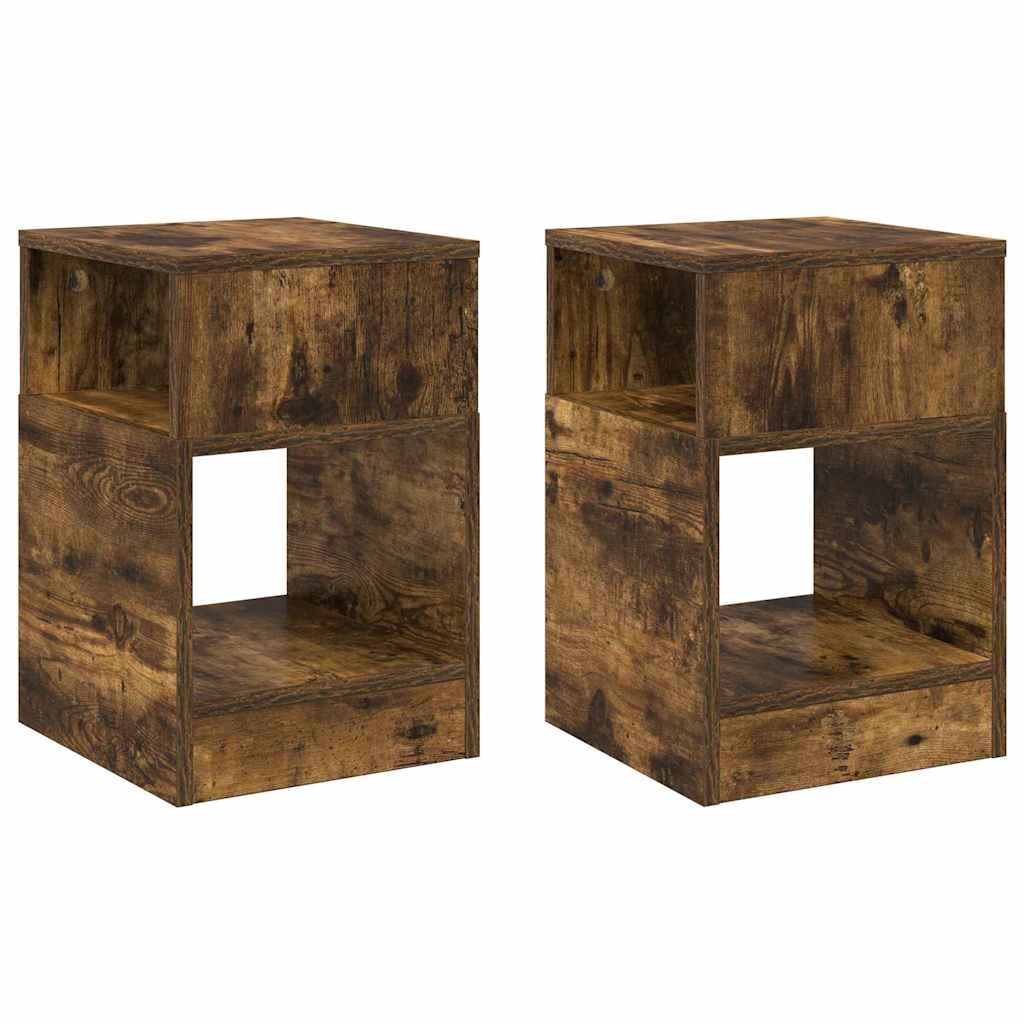 vidaXL Beistelltisch 2 pcs Geräucherte Eiche 30,5 x 30 x 45 cm