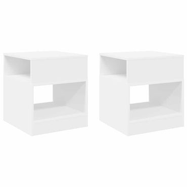 vidaXL Tables d'appoint 2 pcs Blanc 40,5 x 40 x 45 cm Bois d'ingénierie
