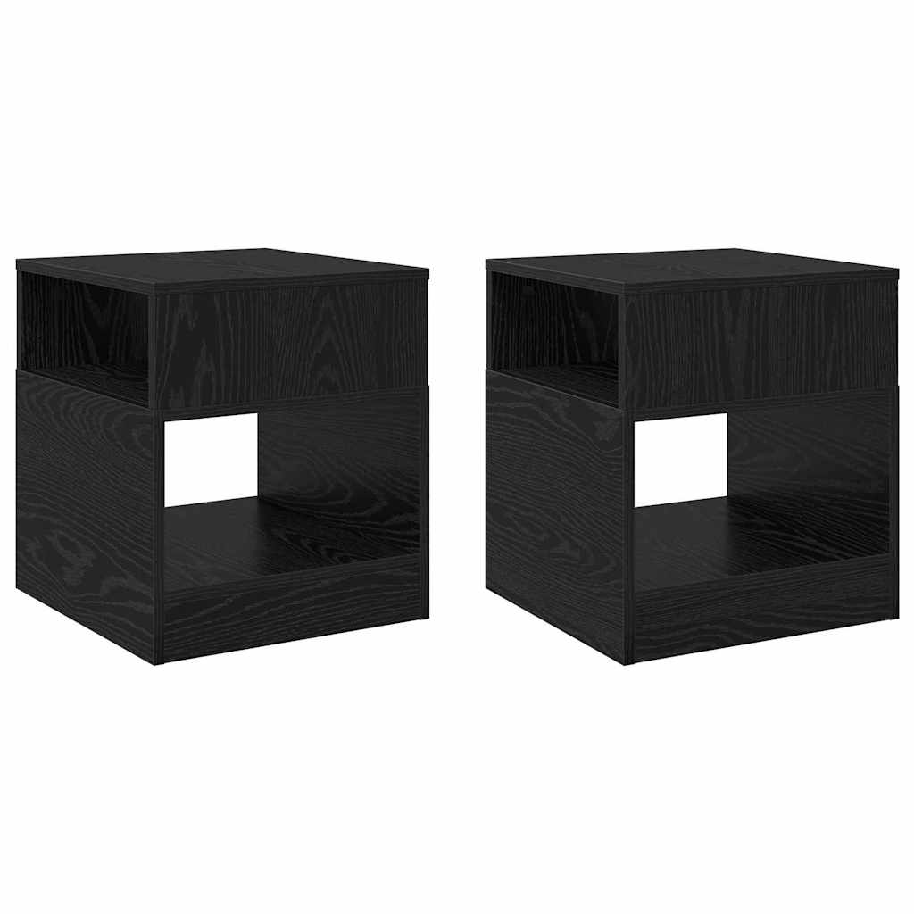 vidaXL Tables d'appoint 2 pcs Noir aspect chêne 40,5 x 40 x 45 cm