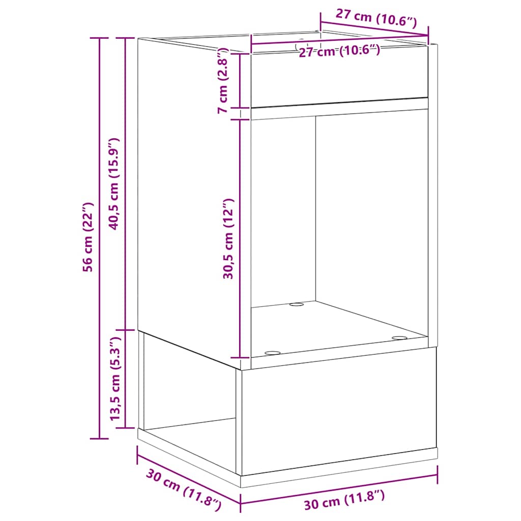 vidaXL Beistelltisch 2 pcs Geräucherte Eiche 30 x 30 x 56 cm