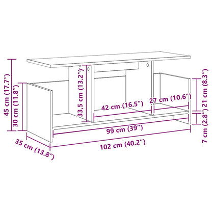 TV-Ständer Artisan-Eiche 102 x 35 x 45 cm Holzwerkstoff