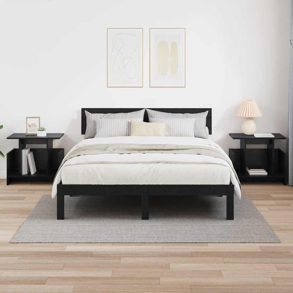 vidaXL TV-Ständer 2 pcs Schwarz Eichen-Optik 50 x 35 x 45 cm