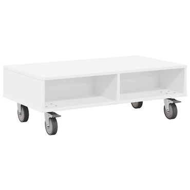 vidaXL Beistelltisch mit Rädern Weiß 90 x 50 x 30 cm Holzwerkstoff