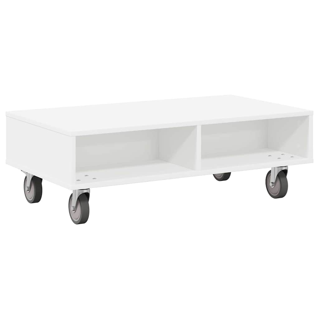 vidaXL Beistelltisch mit Rädern Weiß 90 x 50 x 30 cm Holzwerkstoff