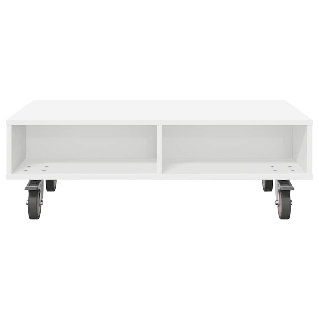 vidaXL Beistelltisch mit Rädern Weiß 90 x 50 x 30 cm Holzwerkstoff
