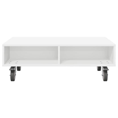 vidaXL Beistelltisch mit Rädern Weiß 90 x 50 x 30 cm Holzwerkstoff