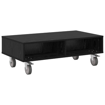 vidaXL Beistelltisch mit Rädern Schwarz Eichen-Optik 90 x 50 x 30 cm