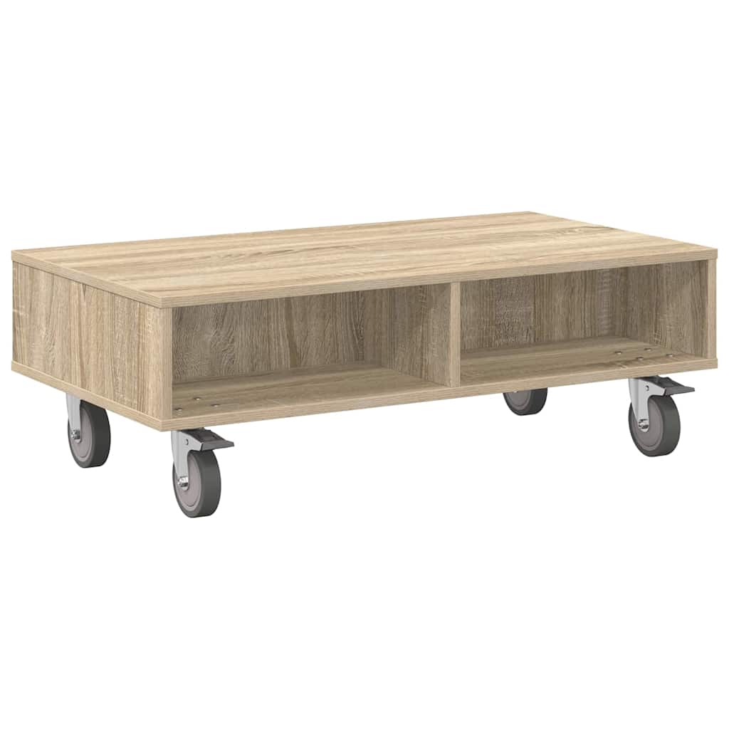 vidaXL Beistelltisch mit Rädern Sonoma-Eiche 90 x 50 x 30 cm