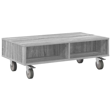 vidaXL Beistelltisch mit Rädern Graues Sonoma 90 x 50 x 30 cm