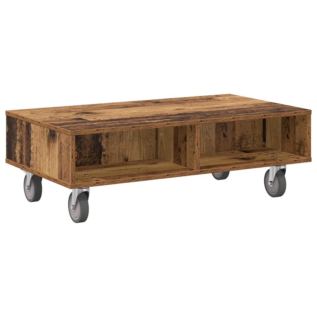 vidaXL Beistelltisch mit Rädern Altholz 90 x 50 x 30 cm Holzwerkstoff