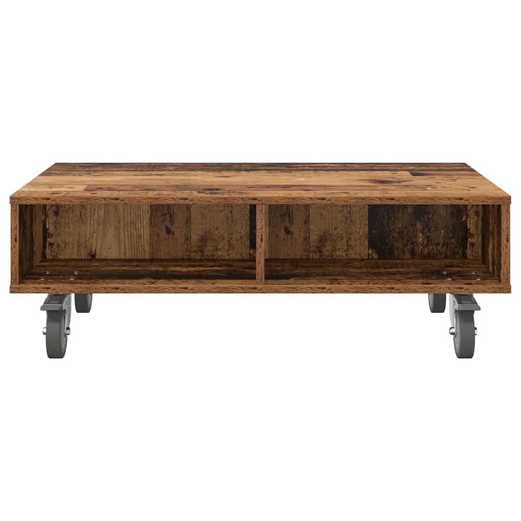 vidaXL Beistelltisch mit Rädern Altholz 90 x 50 x 30 cm Holzwerkstoff
