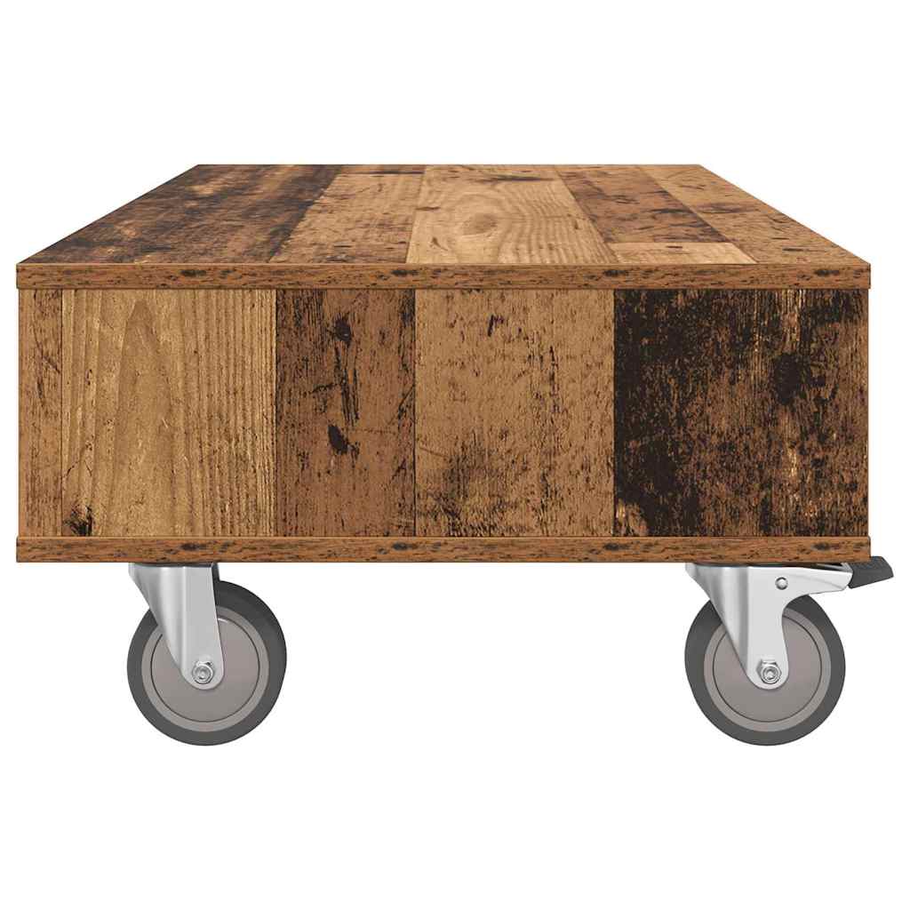 vidaXL Beistelltisch mit Rädern Altholz 90 x 50 x 30 cm Holzwerkstoff