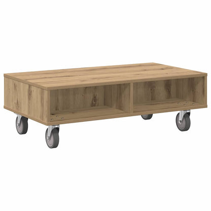 vidaXL Beistelltisch mit Rädern Artisan-Eiche 90 x 50 x 30 cm