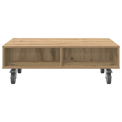 vidaXL Beistelltisch mit Rädern Artisan-Eiche 90 x 50 x 30 cm