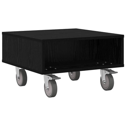vidaXL Beistelltisch mit Rädern Schwarz Eichen-Optik 50,5 x 50 x 30 cm