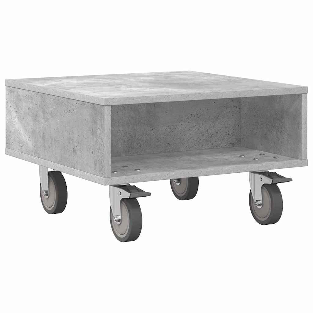 vidaXL Beistelltisch mit Rädern Beton Grau 50,5 x 50 x 30 cm