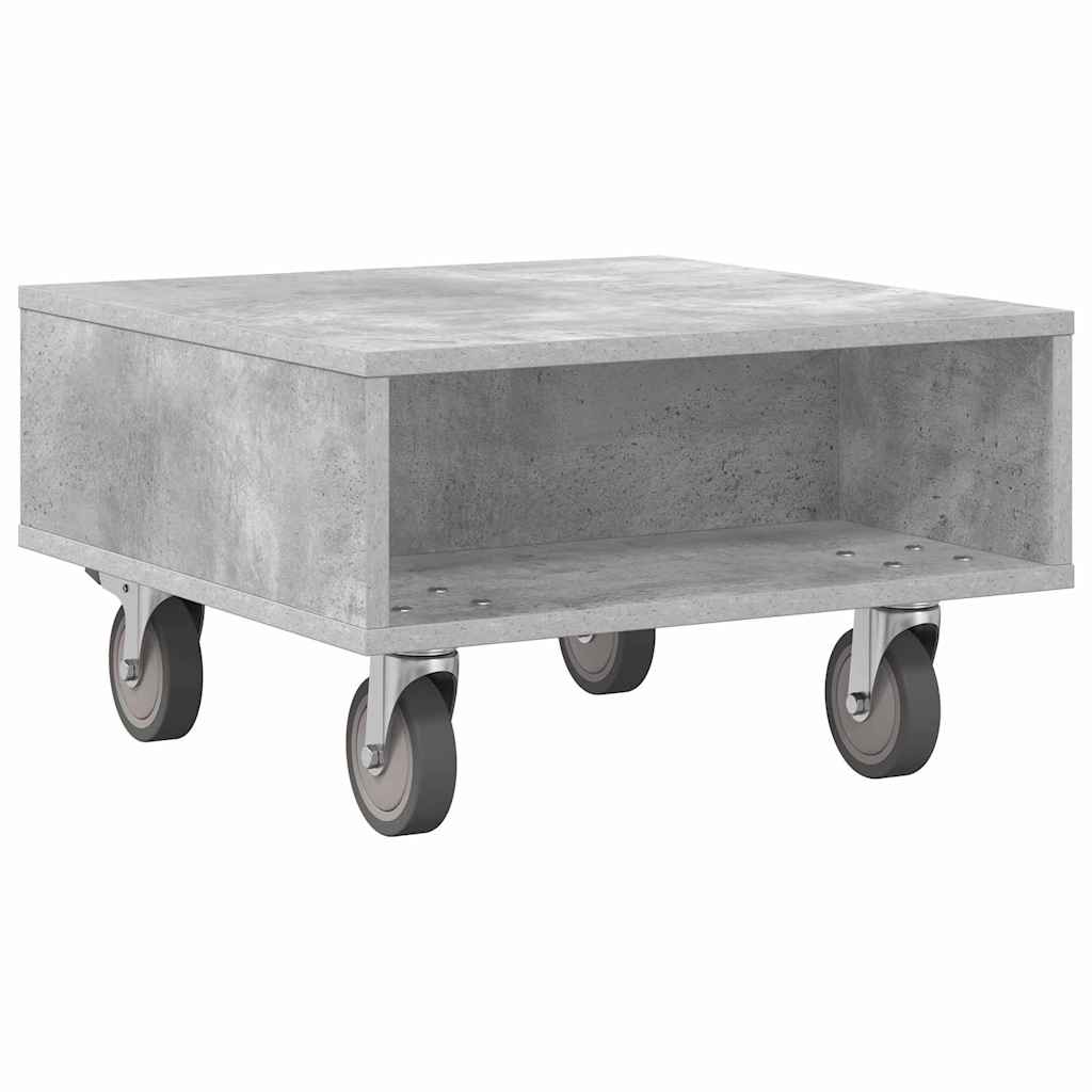 vidaXL Beistelltisch mit Rädern Beton Grau 50,5 x 50 x 30 cm