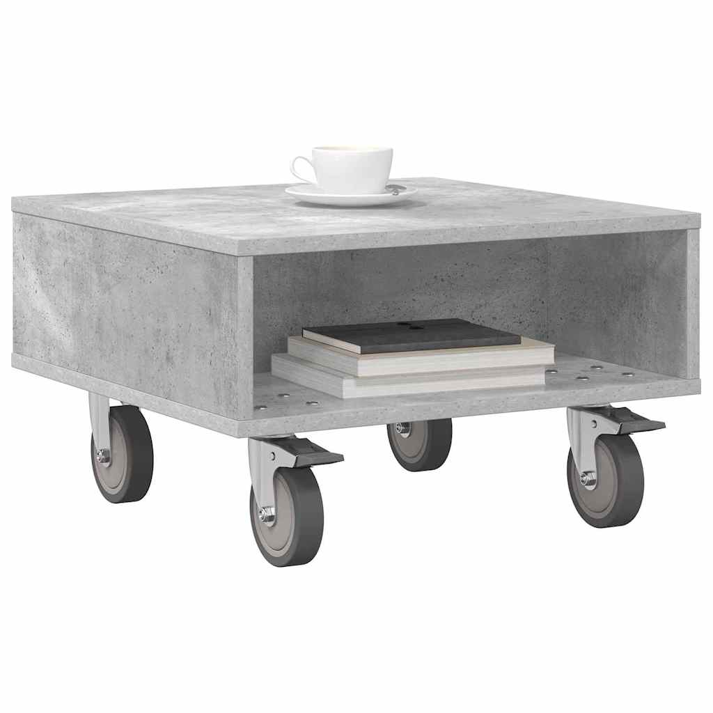 vidaXL Beistelltisch mit Rädern Beton Grau 50,5 x 50 x 30 cm