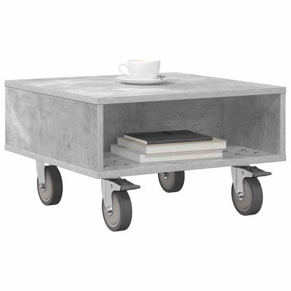 vidaXL Beistelltisch mit Rädern Beton Grau 50,5 x 50 x 30 cm
