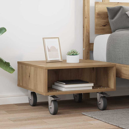 vidaXL Beistelltisch mit Rädern Artisan-Eiche 50,5 x 50 x 30 cm