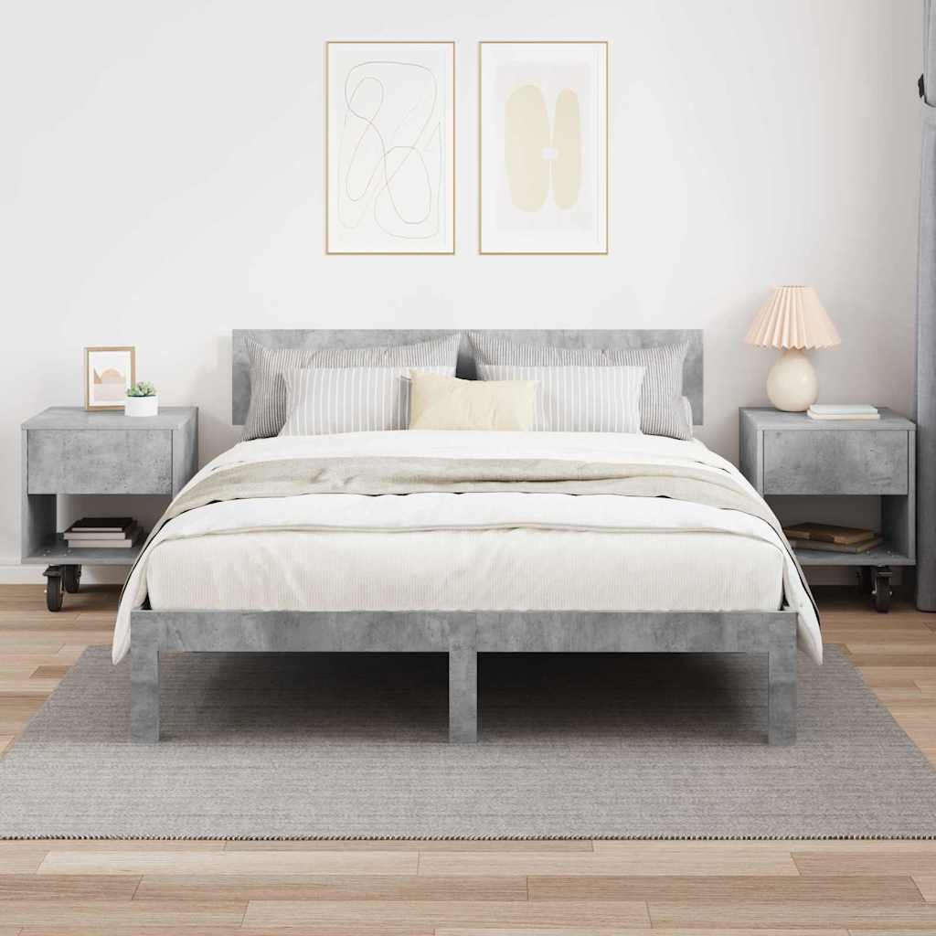 vidaXL Nachttisch 2 pcs Beton Grau 40,5 x 40 x 48 cm Holzwerkstoff