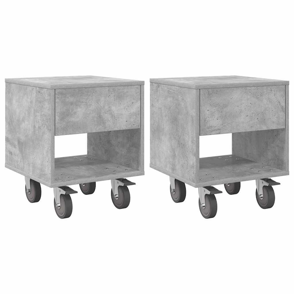 vidaXL Nachttisch 2 pcs Beton Grau 40,5 x 40 x 48 cm Holzwerkstoff