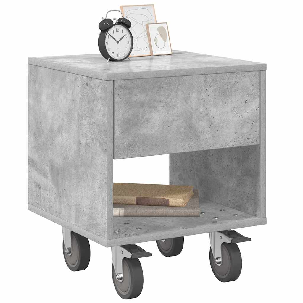 vidaXL Nachttisch 2 pcs Beton Grau 40,5 x 40 x 48 cm Holzwerkstoff