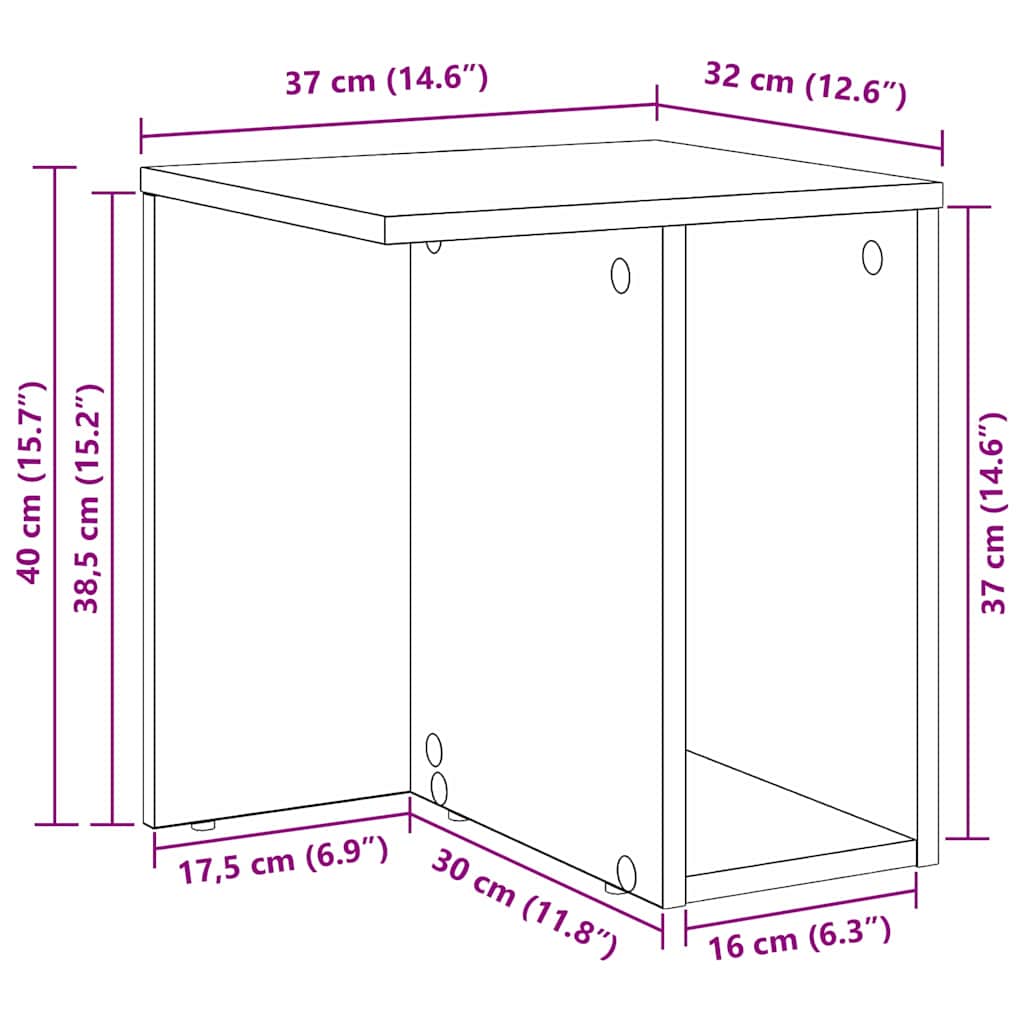 vidaXL Beistelltisch Artisan-Eiche 37 x 32 x 40 cm Holzwerkstoff