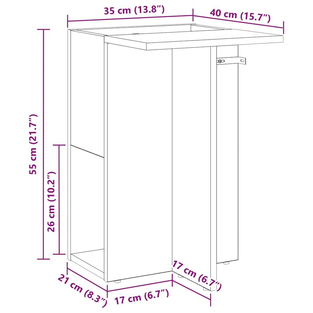 vidaXL Beistelltisch Schwarz Eichen-Optik 35 x 40 x 55 cm
