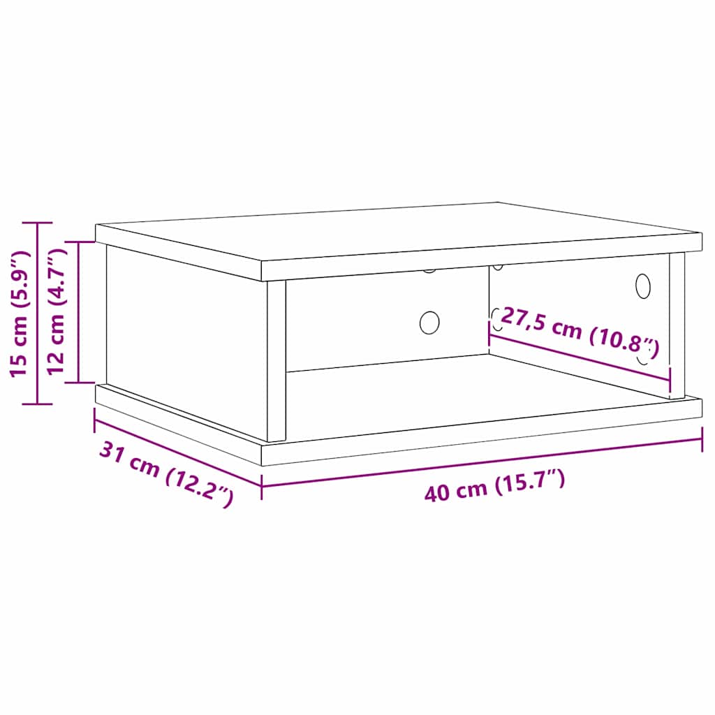 Nachttisch Beton Grau 40 x 31 x 15 cm Holzwerkstoff