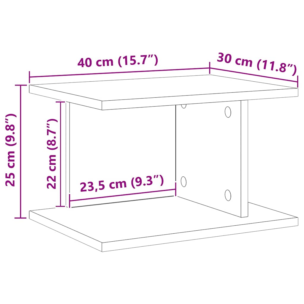 vidaXL Table de chevet Chêne fumé 40 x 30 x 25 cm Bois d'ingénierie