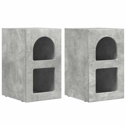 vidaXL Nachttisch 2 pcs Beton Grau 29,5 x 33,5 x 50 cm Holzwerkstoff