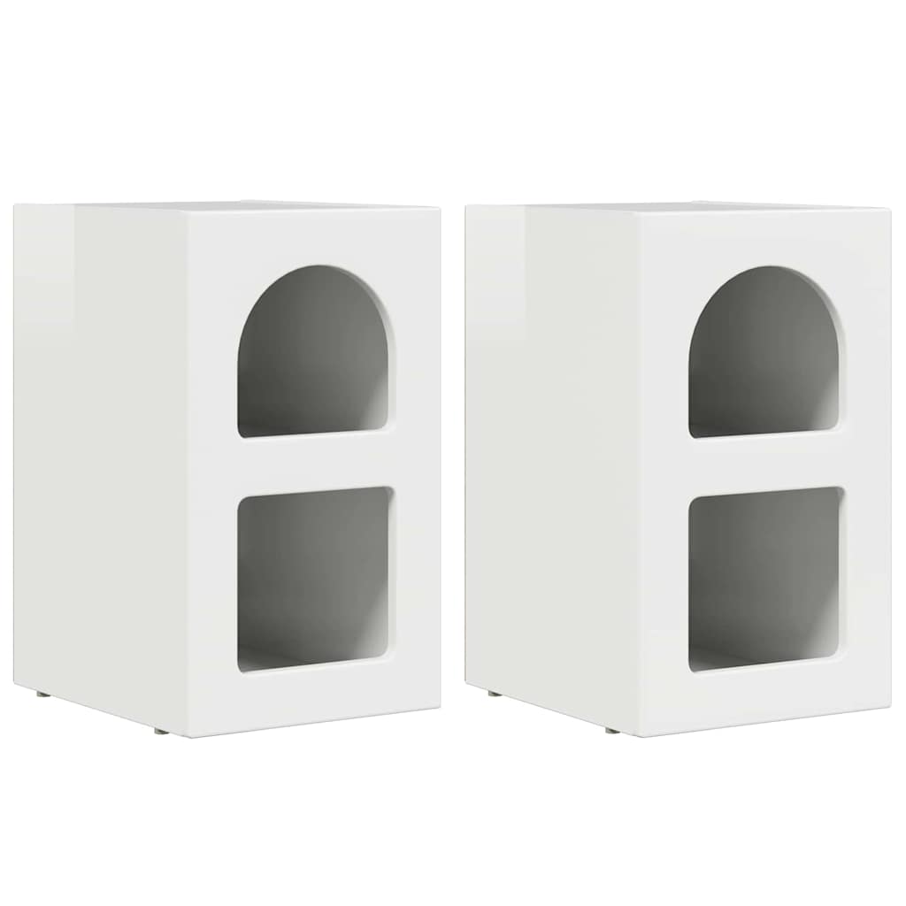 vidaXL Nachttisch 2 pcs Hochglanz Weiß 29,5 x 33,5 x 50 cm