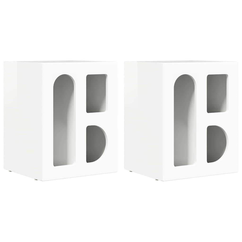 vidaXL Nachttisch 2 pcs Hochglanz Weiß 40 x 35 x 50 cm Holzwerkstoff
