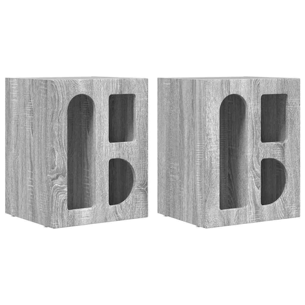 vidaXL Nachttisch 2 pcs Graues Sonoma 40 x 35 x 50 cm Holzwerkstoff