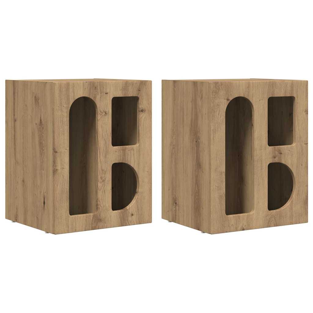 vidaXL Table de chevet 2 pcs Chêne artisanat 40 x 35 x 50 cm Bois d'ingénierie