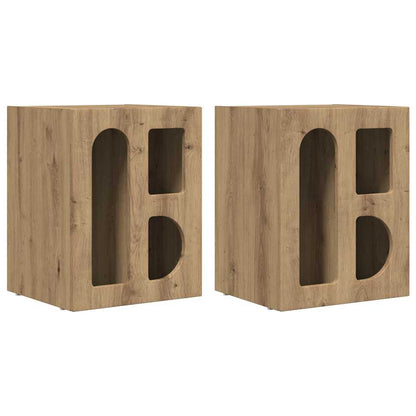 vidaXL Table de chevet 2 pcs Chêne artisanat 40 x 35 x 50 cm Bois d'ingénierie