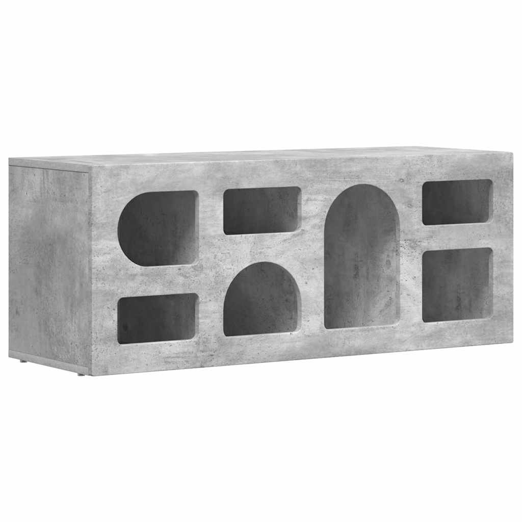 vidaXL Meuble TV gris béton 100 x 35 x 40 cm en bois d'ingénierie