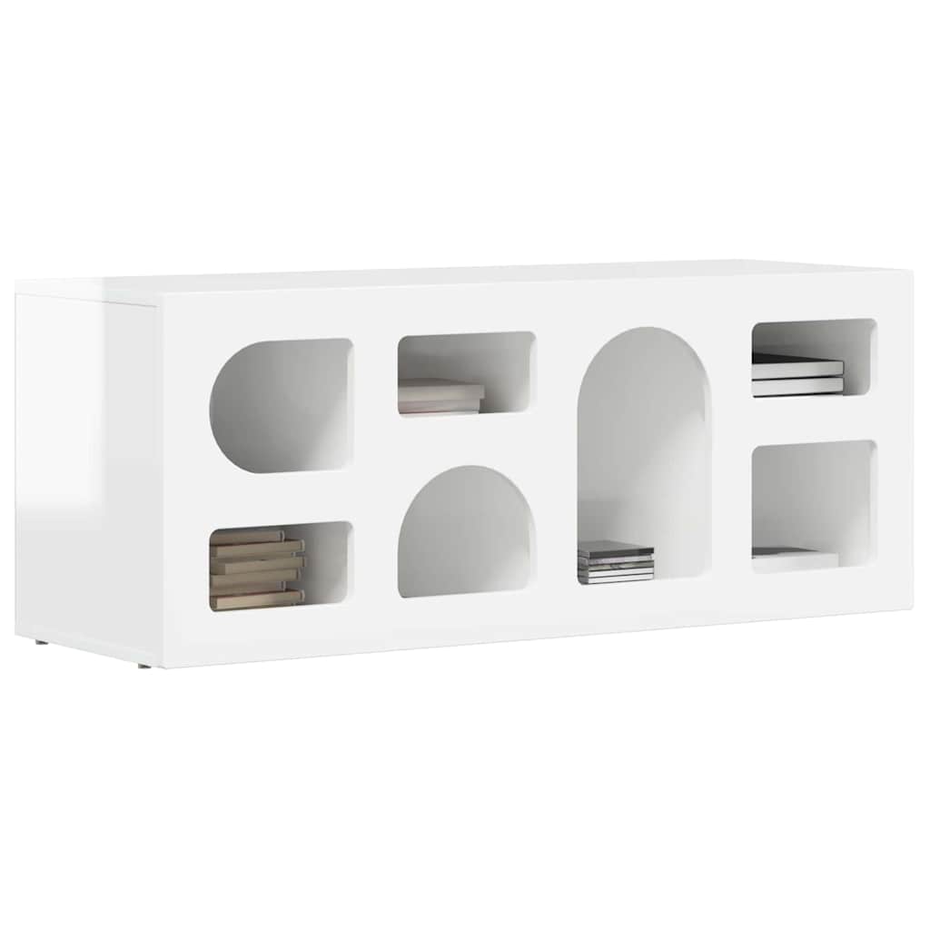 vidaXL TV-Schränk Hochglanz Weiß 100 x 35 x 40 cm Holzwerkstoff