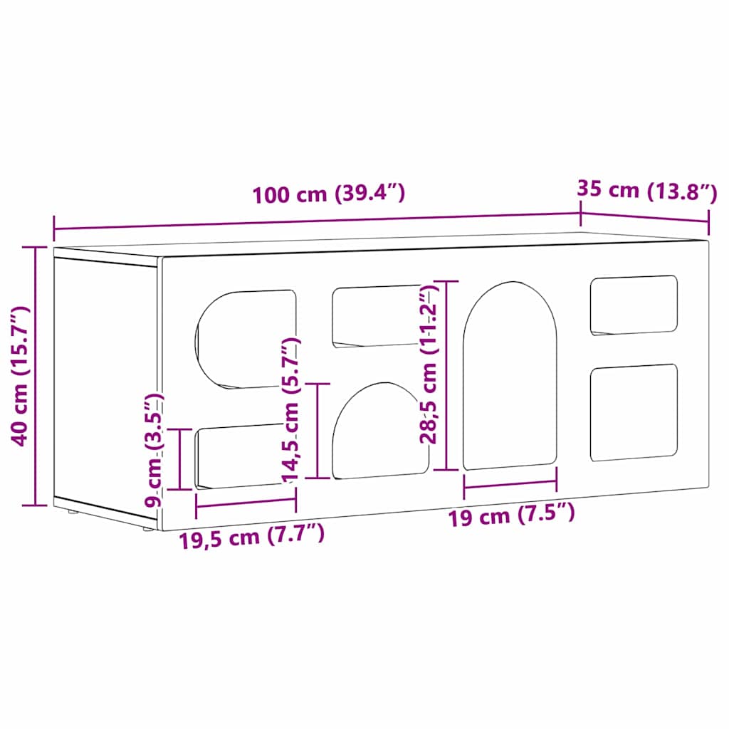 vidaXL Meuble TV Gris sonoma 100 x 35 x 40 cm Bois d'ingénierie