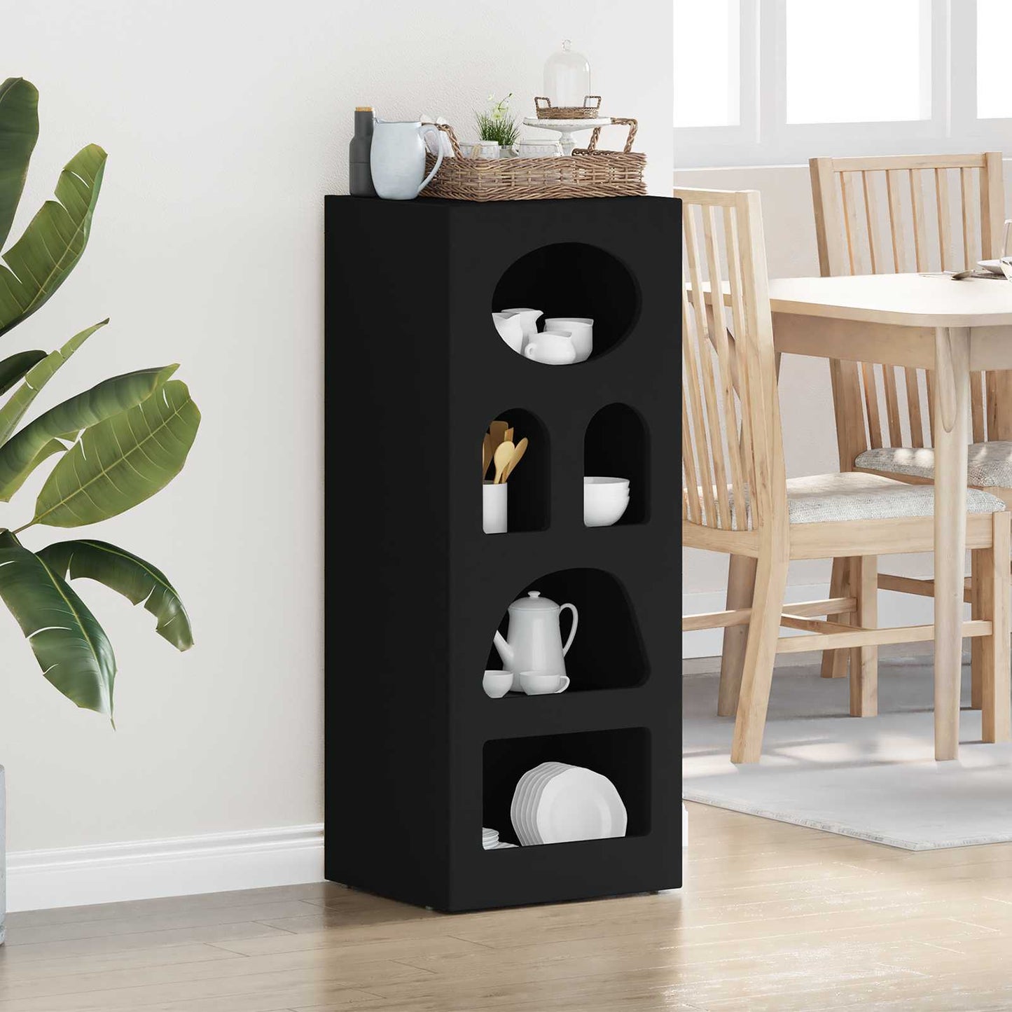 vidaXL Buffet noir 40 x 35 x 100,5 cm, bois d'ingénierie