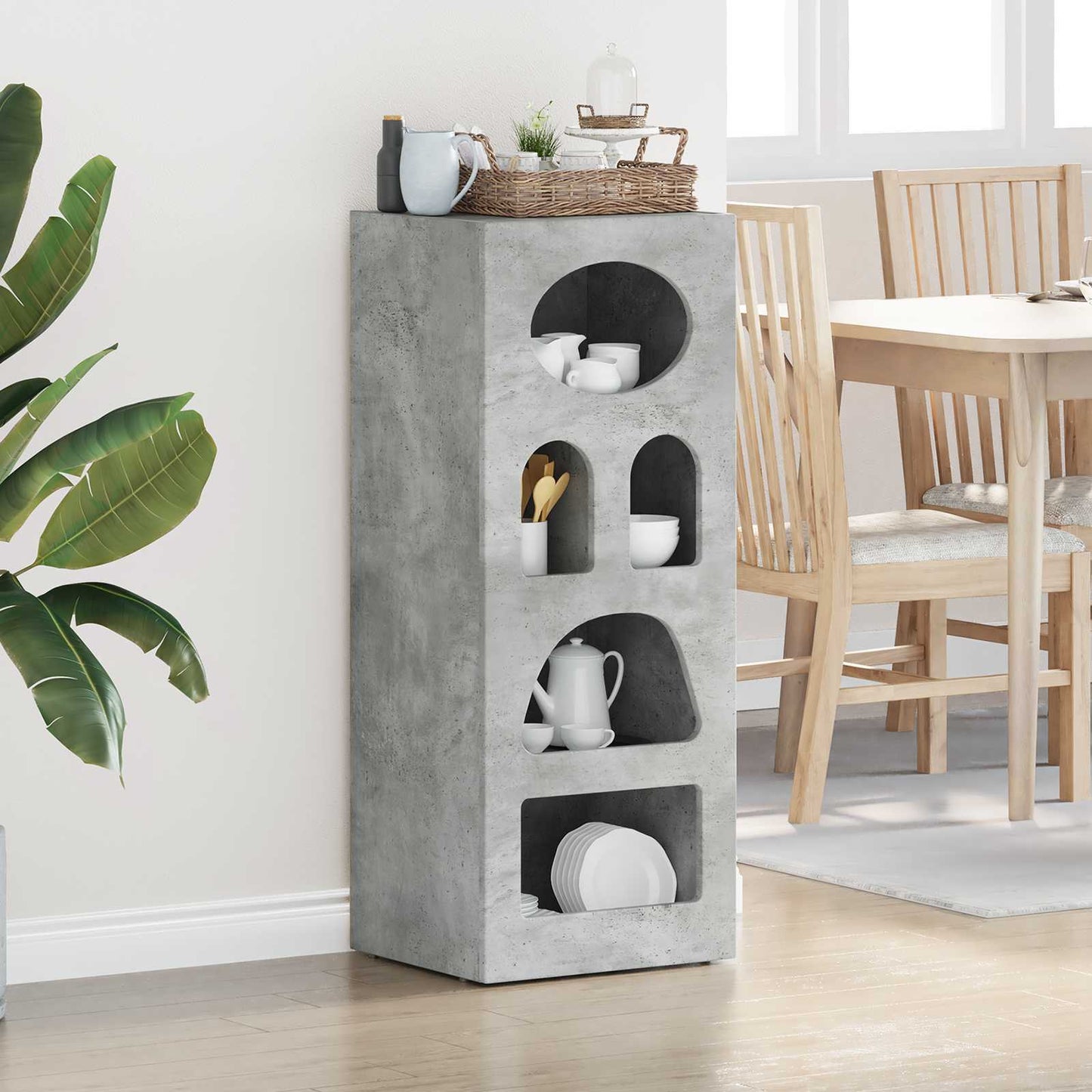 vidaXL Bahut gris béton 40 x 35 x 100,5 cm, bois d'ingénierie