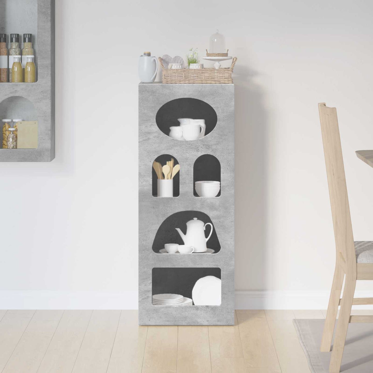 vidaXL Bahut gris béton 40 x 35 x 100,5 cm, bois d'ingénierie